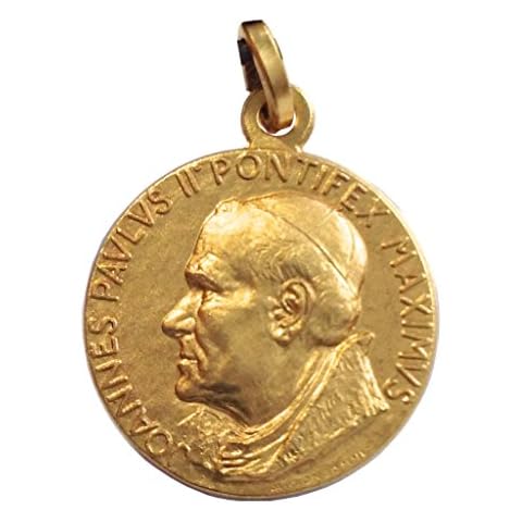Medalla de Santo Papa Juan Pablo II de Plata Maciza 925 - Chapado en Oro Cover