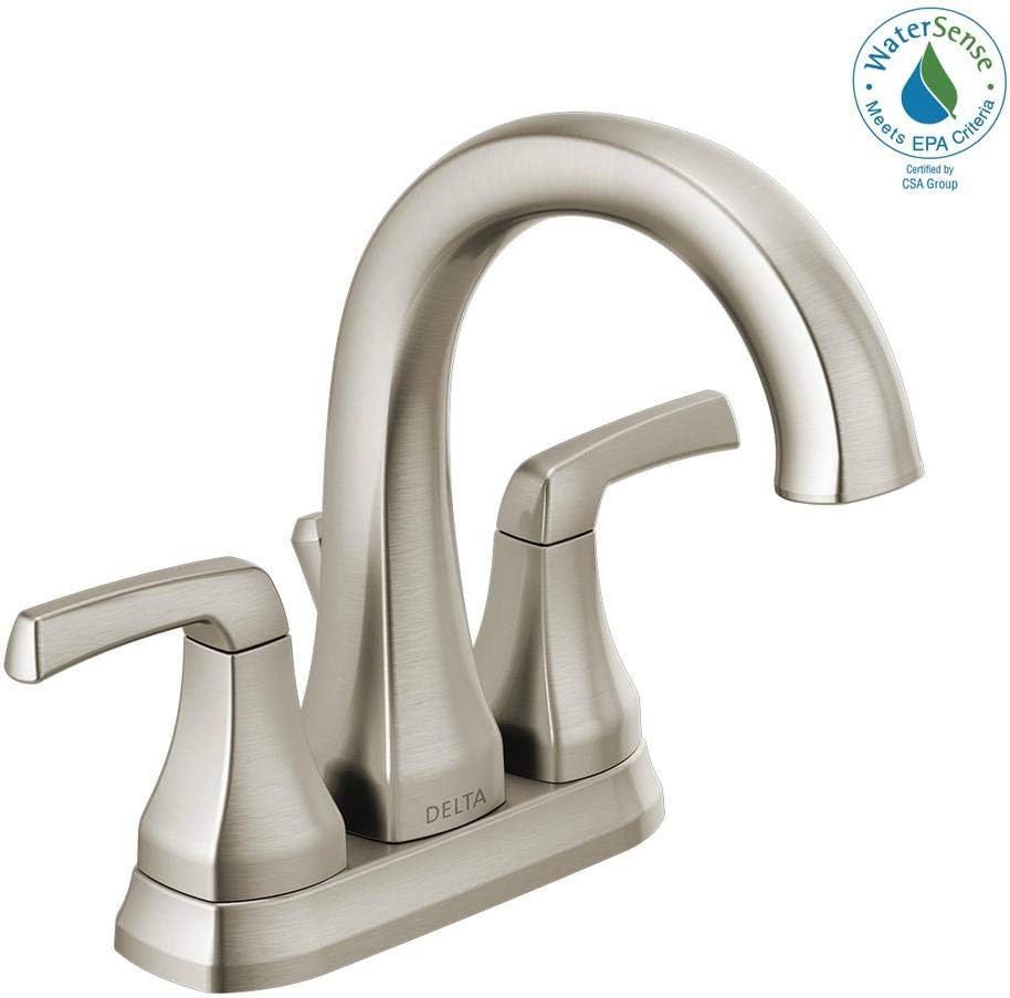Delta 25770LF-SP Portwood 4 in. Centerset 2-Handle Bathroom Faucet in SpotShield Brushed Nickel