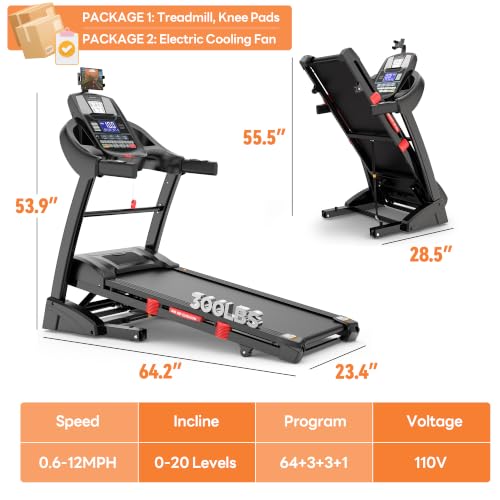 Image of Folding Incline Treadmill for Home, 330 /400 lb Capacity, 9 /10 MPH | 15% /20% Auto Incline, 16.9 inch /18.5 inch Wide Belt, Bluetooth Speakers, APP Connectivity, LED Touchscreen, Brushless Fan