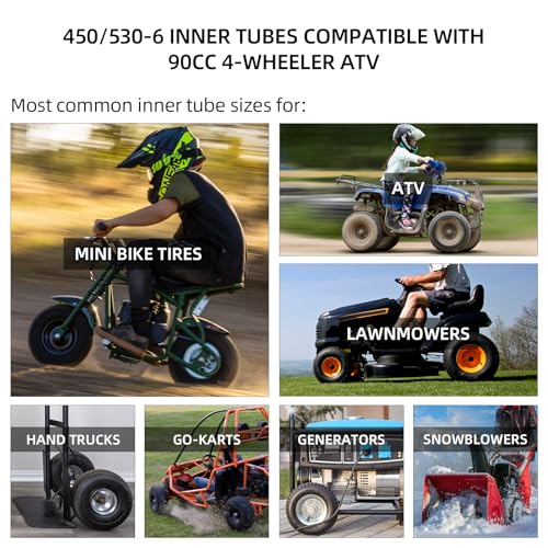 Image of AR-PRO (2-Pack) Universal 145 /70-6 ATV Inner Tubes - 450 /530-6 Heavy Duty Inner Tubes Compatible with 90cc 4-Wheeler ATV, Go-Kart, Mini Chopper, Lawn Mowers, and Hand Trucks