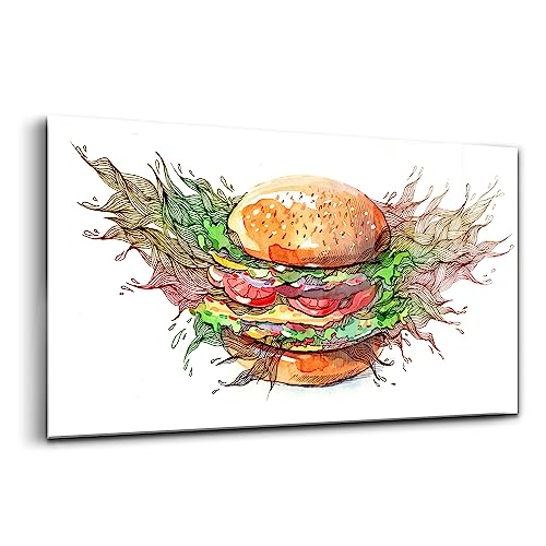 Tableau en verre Hamburger XXL Wallfluent 100x50cm pour décoration intérieure