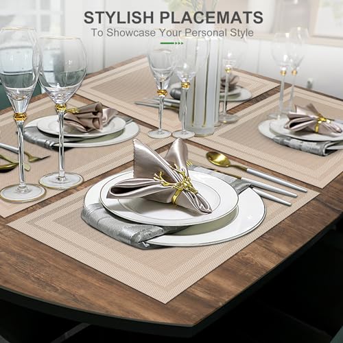 Sets de table de qualité premium lot de 6 en vinyle tissé durable - 7