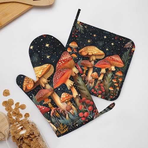 Ovenmittsandpotholdersmushroomforestvintagesiliconekitchenaccessoriessetof4heatresistantlongglovespotholdernonslipgripforchefcookingbakinggrillingbbq Urban Country Home Decor Oven mitts and pot holders mushroom forest vintage silicone kitchen accessories set of 4 heat resistant long gloves potholder non slip grip for chef cooking baking grilling bbq urban country home decor
