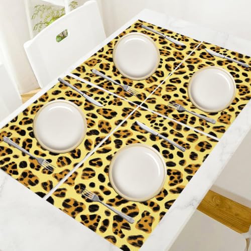 Set de table imprimé léopard en lin coton x8 pour la cuisine - 6