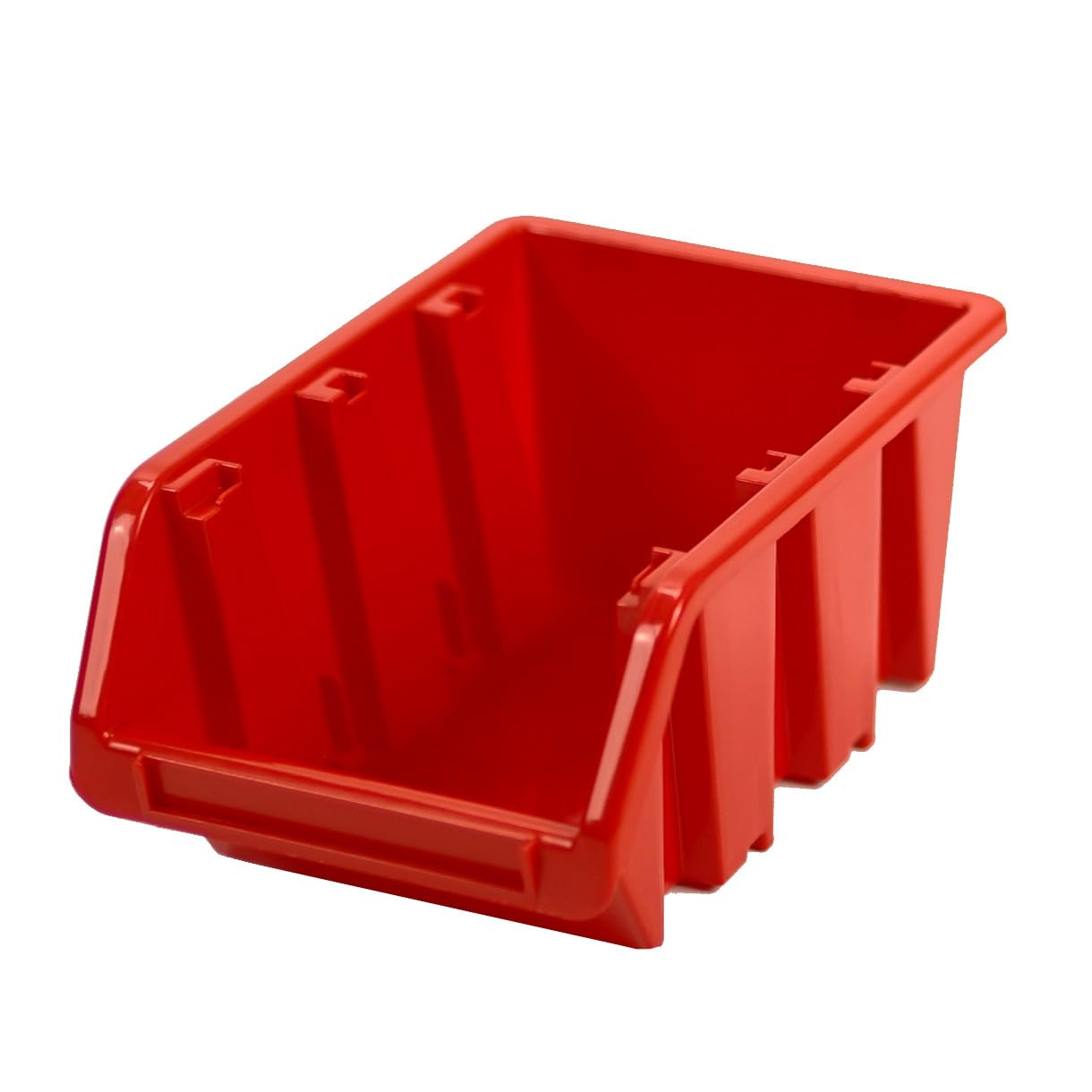 Sichtlagerkasten 155x100x80 mm 100 Stück | stapelbare Lagerbox, Kunststoff, Rot, Werkstatt, Garage, Wandmontage, robuste offene Aufbewahrungslösung