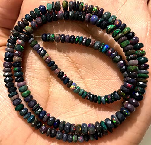 Perles rondes à facettes en opale éthiopienne naturelle 4mm pour fabrication bijoux collier