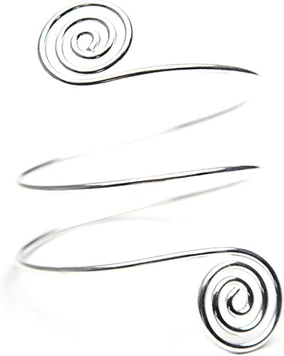 Miniatura 2 de Fodattm Pulsera de espiral para mujer, pulsera de metal para novia, brazalete de metal para la parte superior del brazo, brazalete gitano bohemio,