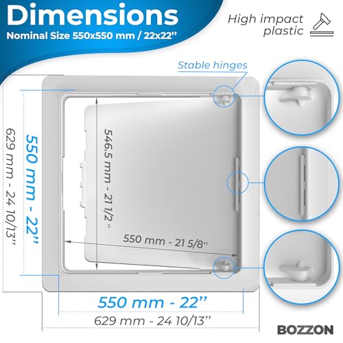 Image of Access Panel for Drywall - 22 x 22 inch - Wall Hole Cover - Access Door - Plumbing Access Panel for Drywall - Heavy Durable Plastic White