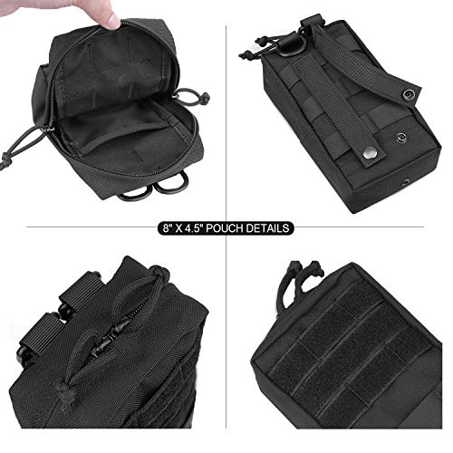 AMYIPO MOLLE Pouch Multi-purpose Compact Tactical Waist Bags Small Utility Pouch (Black (6" x 4" Pouch + 8" x 4.5" Pouch)) - Image 5
