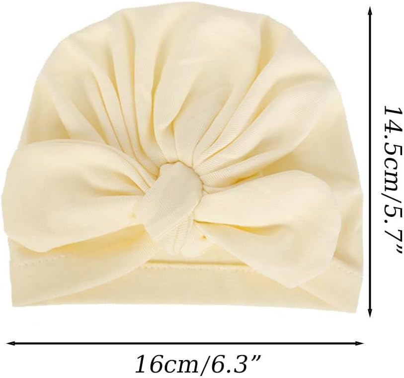 4PCS Newborn Baby Bow Knot Turban Hat Infant Toddler Hospital Hat Cotton Head Wrap Beanie Cap