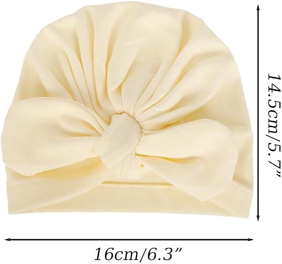 4PCS Newborn Baby Bow Knot Turban Hat Infant Toddler Hospital Hat Cotton Head Wrap Beanie Cap