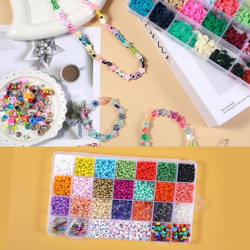 Image of oruola 2pcs Plastic Organizer Box with Dividers,28 Grids Bead Box Organizer,8.8 x 5.2 In Bead Storage Organizers,Clear Beads Organizers and Storage for Jewelry, Small Parts,Crafts Organizing Storing