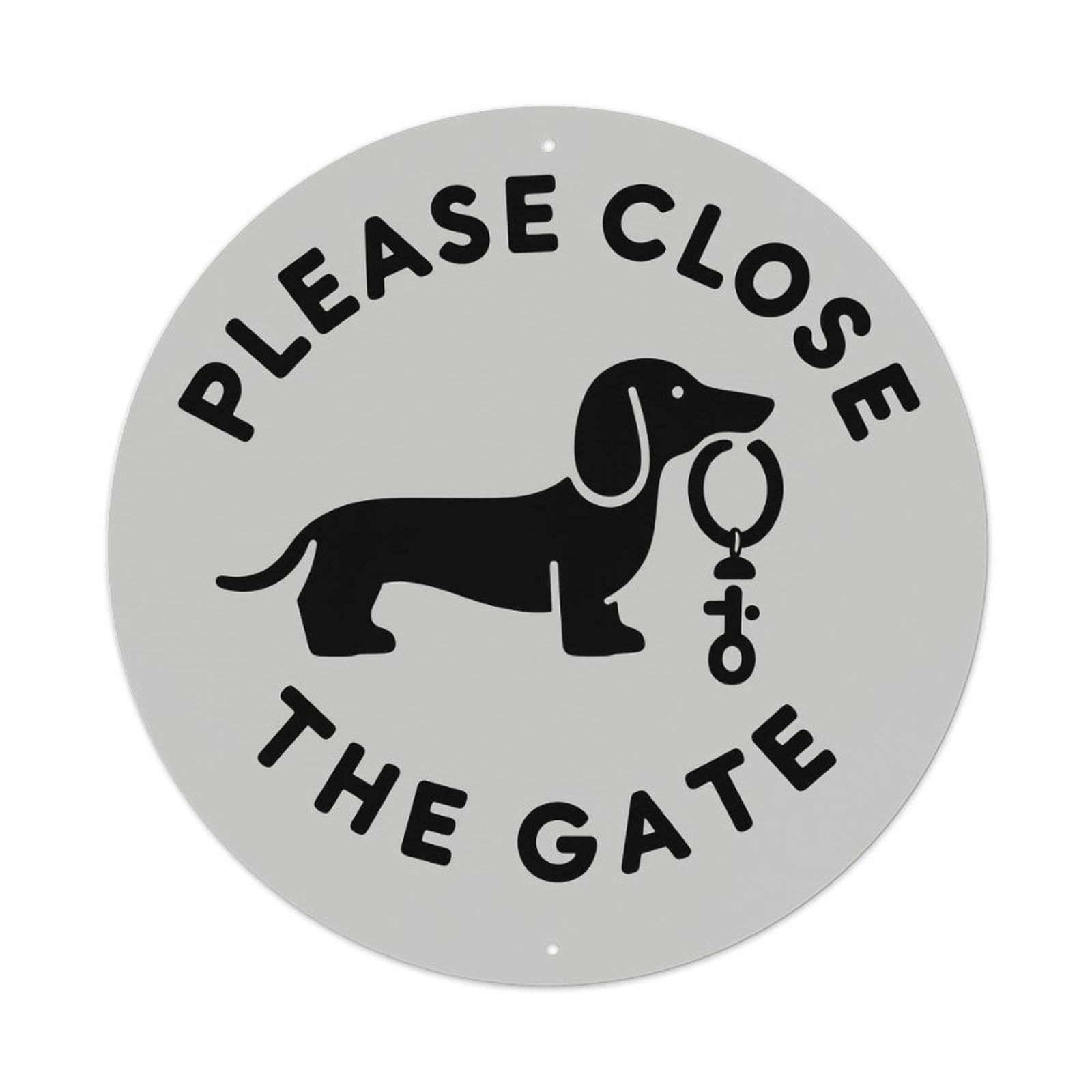 Lzwbntey Vintage Dachshund Holding Gate Key Metal Tin Sign Retro Wall Decor For Home Bar Garage Cafe, Indoor & Outdoor Decorative，Circle Metal Poster, 8X8 Inch
