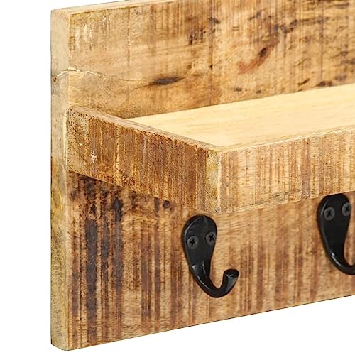 Porte manteau mural 60 cm en bois de manguier brut pour une entrée élégante - 4