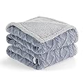Lesure Washable Dog Blanket Sherpa - 100x120cm Waterproof Blanket for Dogs and Cats, Large Patterned Dog Throw Blankets Protects Bed and Couch Sofa with Soft Plush, Grey