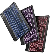 OMOTON Ultra-Slim Wireless Bluetooth Keyboard, 7-Color Backlit Rechargeable Compatible with iPad ...