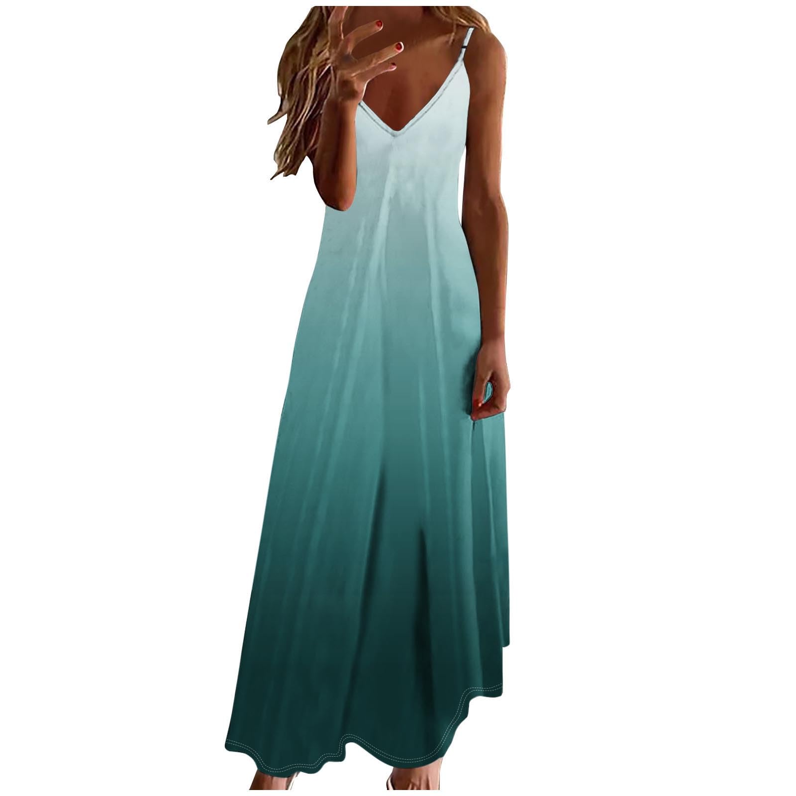 Robe Longue Sans Manches Femme Décolleté V Été Légère Viscose - Robe Plage Vacances Élégante