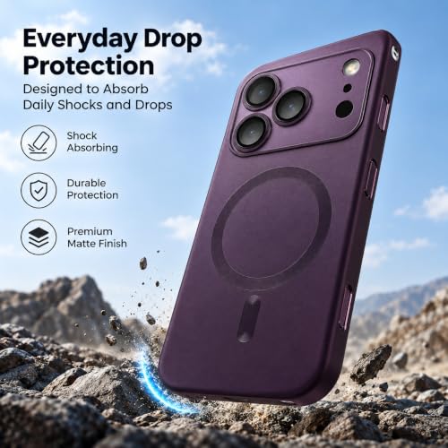 Image of amazon basics Premium Mag-Safe Case for iPhone 17 Pro | Shockproof & Anti-Scratch Cover | Soft Silicone with Wireless Charging | Camera Lens Guard - Light Purple