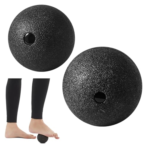 POHOVE 2 Stück Faszienball Massageball 8+10cm Massageball Faszien Ball Release Lacrosse Ball für Faszientraining DurchfüHren (Schwarz)