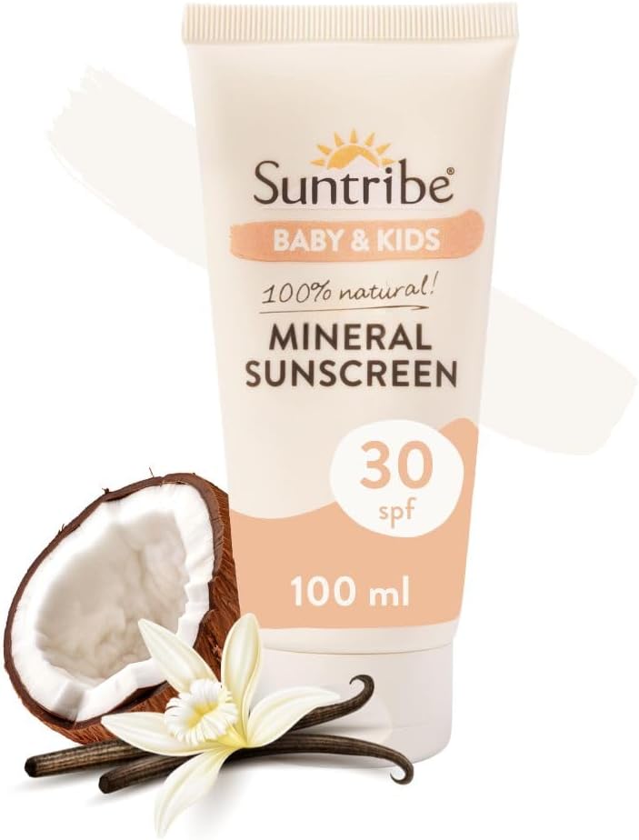 Natural Baby & Kids Mineral Sunscreen SPF 30-100 ml, Organic, Perfume Free - 100% Natural & Reef Safe, Non-Nano Zinc Oxide, Water Resistant - “Best Mineral Sunscreen 2022” (The Independent)