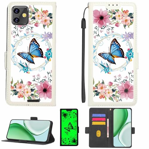 Kinetijy Case Compatible for Sky Device Elite P55 Phone Case Flip Cover [with Tempered Glass Screen Protector][RFID Blocking][Luminous Effect] LPT-LHD