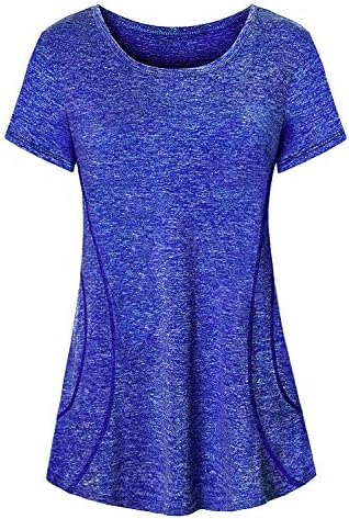 Cucuchy Cute Workout Tops for Women, Ladies Running Shirts Stylish Crew Neck Short Sleeve Summer Top Cool Relaxed Breathable Yoga Shirt Light Soft Comfortable Bike Jersey Train Clothes Royal Blue XL