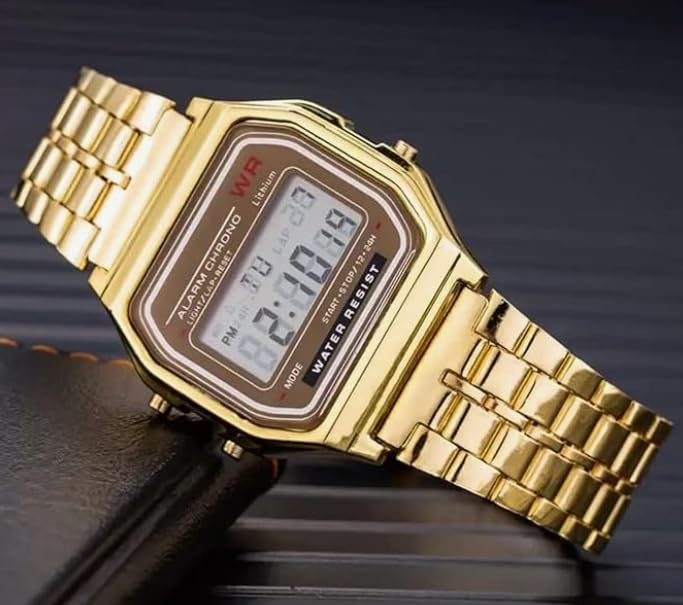 Image of AROA Premium Brand Vintage Series Digital Sports Square 4 Colours Dial LED Unisex Stainless Steel Strap Watch for Men's Watch for Women's Multicolor