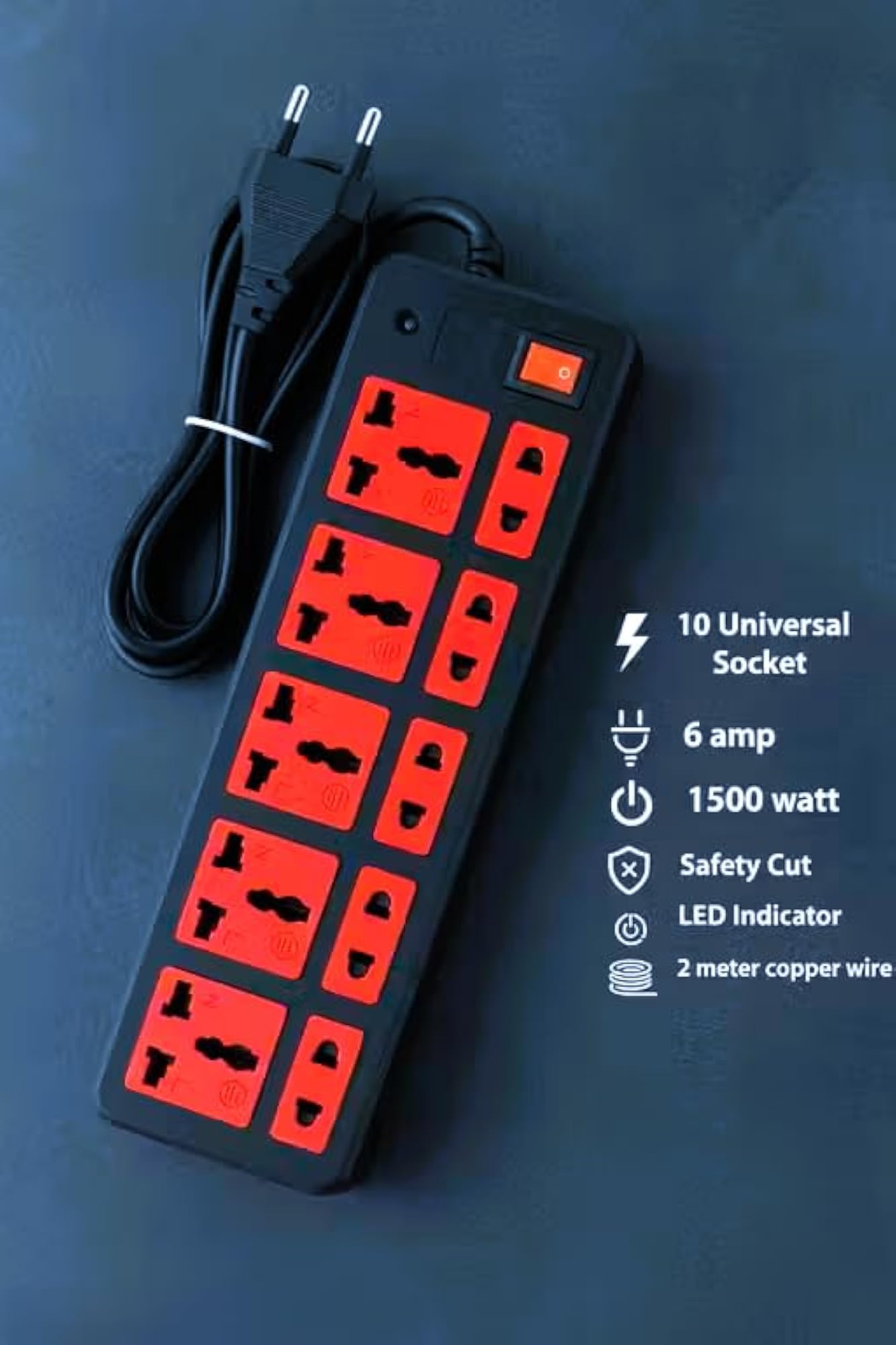 Multi-Plug Extension Board with 10 Sockets