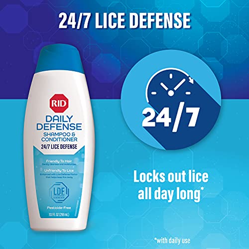 Image of RID Daily Defense Lice Shampoo & Conditioner, Used Daily Provides 24 /7 Defense Against Head Lice, 100% Effective, 10.1 Ounce