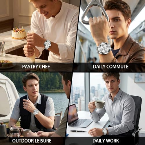 Montre chronographe OLEVS homme étanche acier inoxydable date tendance