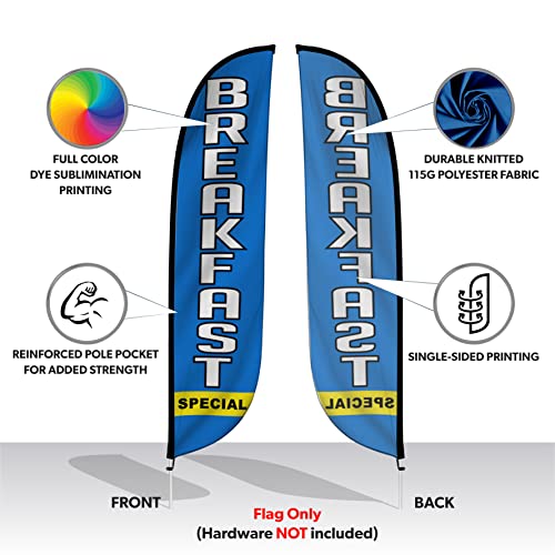 Lookourway Feather Flag - 12Ft Tall Advertising Flag Banner For Business And Events Promotion - Flag Only - Food And Restaurant Themed - Breakfast Special (10M1200129) #TOP2