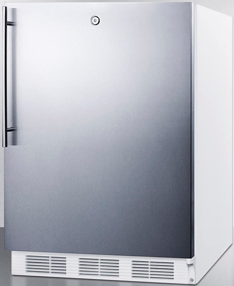 Summit 24" Refrigerator - Freezer, Peak24 Undercounter Fridge, 5.1 cu.ft. Capacity, Stainless Steel Door, White Cabinet - CT66LWSSHV on Fridge.com
