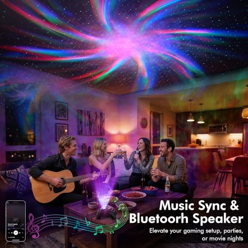 Image of Rossetta Dual Lens Galaxy Projector, Star Projector for Bedroom with 58 Light Effects, Night Light Projector with White Noise & Bluetooth Speaker, Remote Timer, Room Decor Gift for Kids Adults Teens