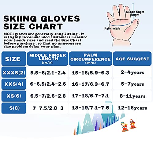 Mcti Kids Mittens Waterproof Winter Ski Warm Sherpa Lined Long Cuff With String thumb #5