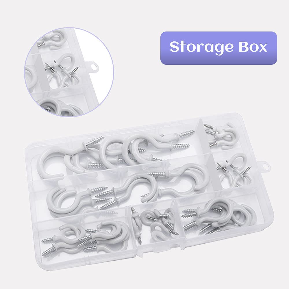 Set Di 100 Ganci Per Tazze Rivestiti In Vinile Bianco - 6 Misure Diverse (da 1/2" A 1-1/4") - Perfetti Per Appendere Tazze, Tende, Piante E Altro