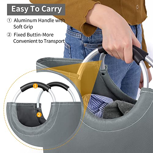 Zero Jet Lag 115L X-Large Laundry Basket Collapsible Fabric Laundry Hamper Tall Dorm Laundry Bag With Handles (Black And Silver Grey) #TOP6