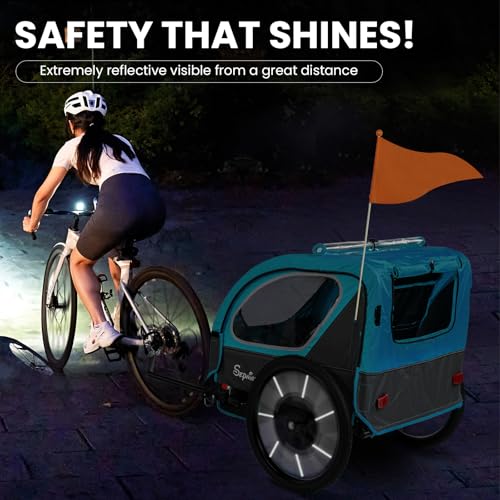 Image of Sepnine Kids Bike Trailer, 2 in1 Canopy Carrier Converts to Pushcart Suitable for 1 to 2 Toddlers, Kids, Quick Attach to Bike, Foldable, with 5-Point Harness and Storage Bags