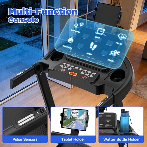 Image of 3.5HP Folding Treadmills for Home with Incline Optional, 300 lbs Capacity, 8.0MPH Speed, 17'' Wide Belt, App Connection, 64 Programs, BMI Detector for Home Use