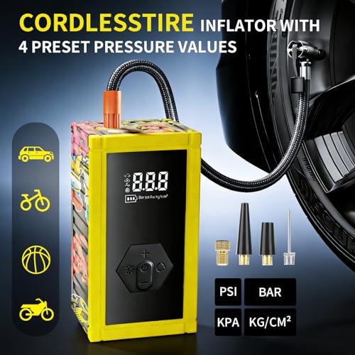 Image of Portable Car Battery Jump Starter with Air Compressor, 8000A Jump Pack for 9.0L Gas /8.0L Diesel, 150PSI Tire Inflator Air Pump, 12V Jump Box Power Pack Booster with LED Light for Emergency