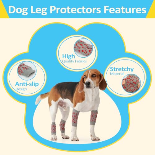 Image of ROZKITCH 4PCS Dog Leg Covers to Prevent Licking & Scrathing | Soft Knitting, Stretchy Fit Sleeves, Helps Reduce Licking, Dog & Cat Friendly, Easy to Wear, Daily Leg Coverage