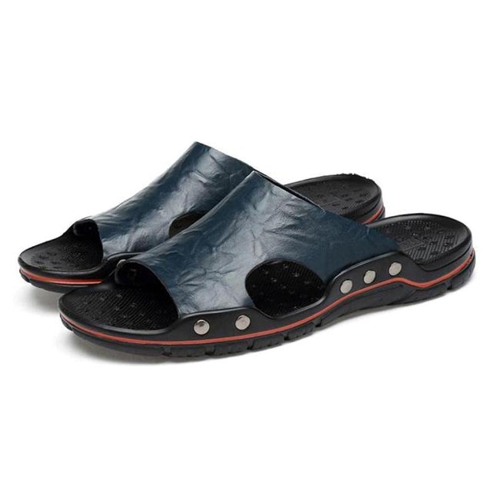 Amaonz Mens Slippers Outdoor Summer Genuine Leather Slides For Men Couple Non-Slip Women Home Fashion Casual Single Shoes Large Size