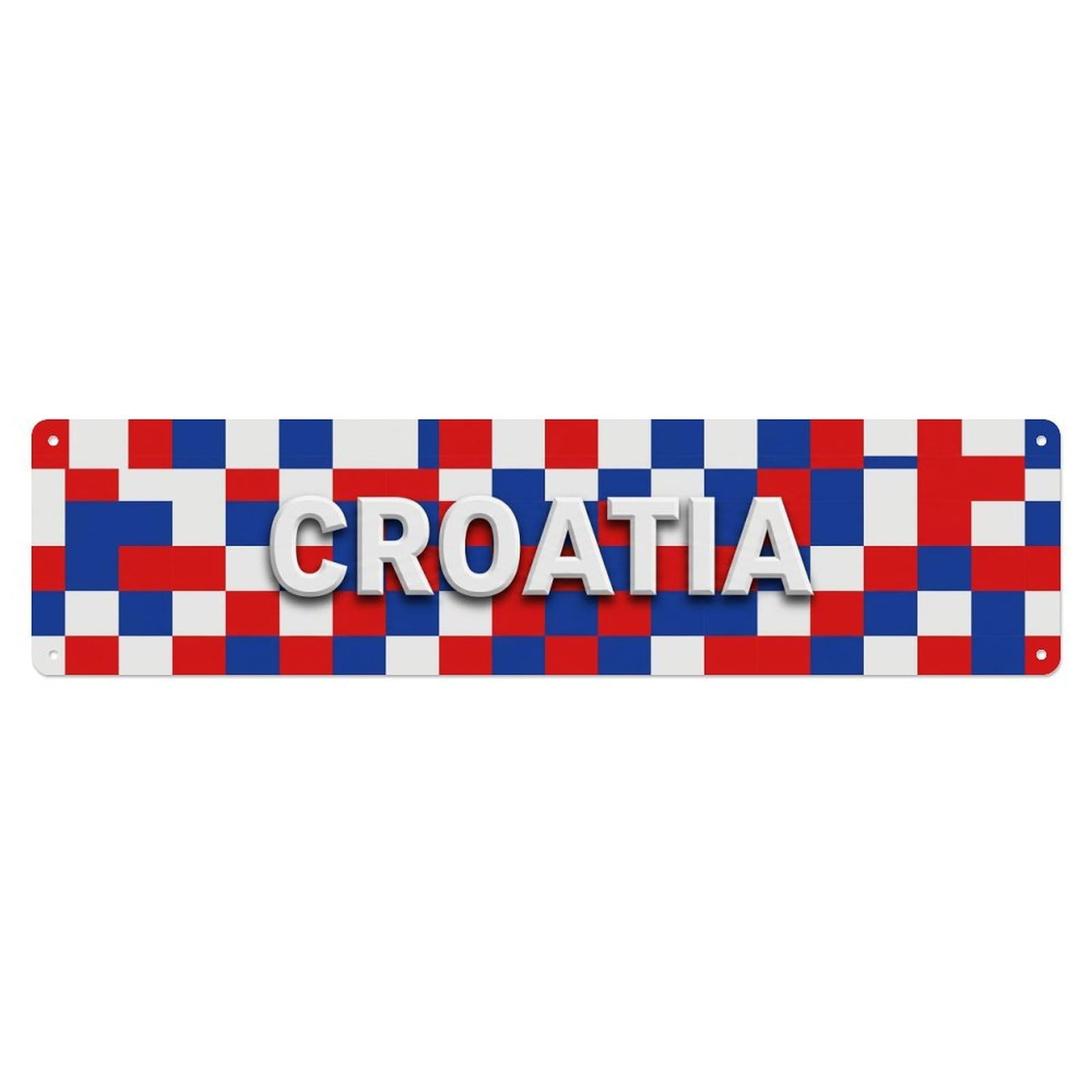 Vintage Croatia Flag Pattern Metal Tin Sign