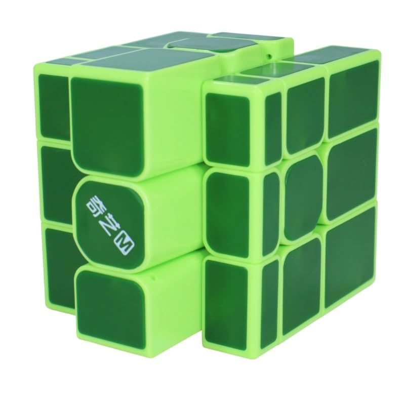 Image of QY Toys Mirror Magnetic Tiled 3x3 Speed Cube - Mirror Blocks Puzzle, Durable Tile Finish, Smooth Turning - Fun Shape Mod for Cubers & Collectors (Green)