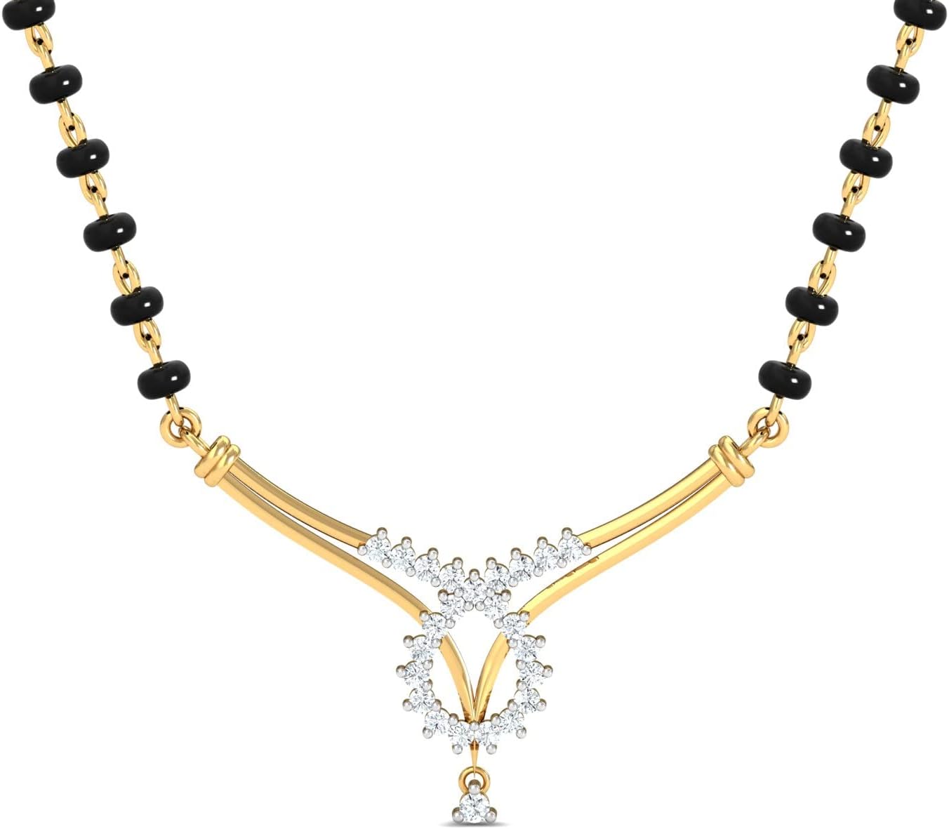 KuberBox 14K/18K Yellow Gold and Diamond Aanvi Mangalsutra Pendant for Women