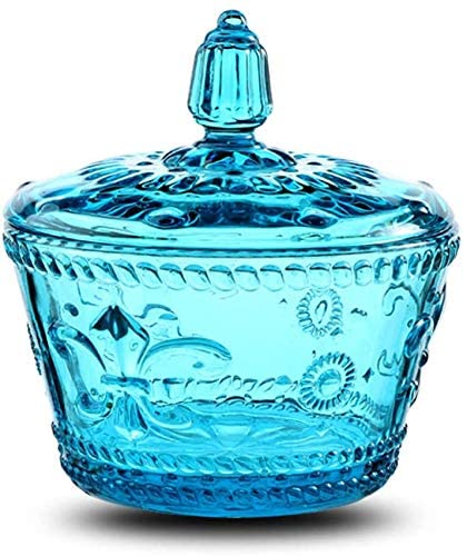 G Candy Jars With Lids Set Of 2 Small Embossed Glass Candy Dish Bowl Jewelry Box Food Decorative Cute Jar Multi-Purpose Decorative Jar Seasoning Glass Candy Jar #TOP6