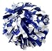 Pair, 6" Plastic Cheerleading Pom Pom with Baton Handle - Royal Blue/ White