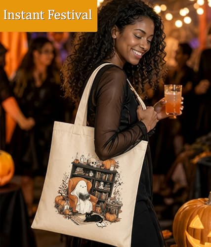 Image of Book Lovers Gifts Tote Bag for Bookish Readers, Aesthetic Book Tote Bag for Librarian, Medium Size with Inner Pocket