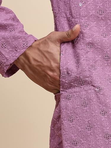 Image of Pro-Ethic Style Developer Men Silk Striped Father Son Matching Ethnic Wear Embroidery Mirror Work Kurta Pyjama Set |(Combo)B-117