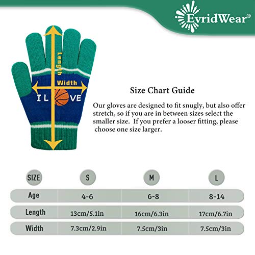 Image of Evridwear Kids Winter Gloves,3 Pairs Knit Warm Stretch Gripper Children Magic Glove for Boys Girls 4-14 Years