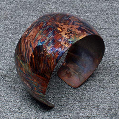 Flame Painted Copper Cuff Bracelet, Pure Copper Open Bangle Bracelet